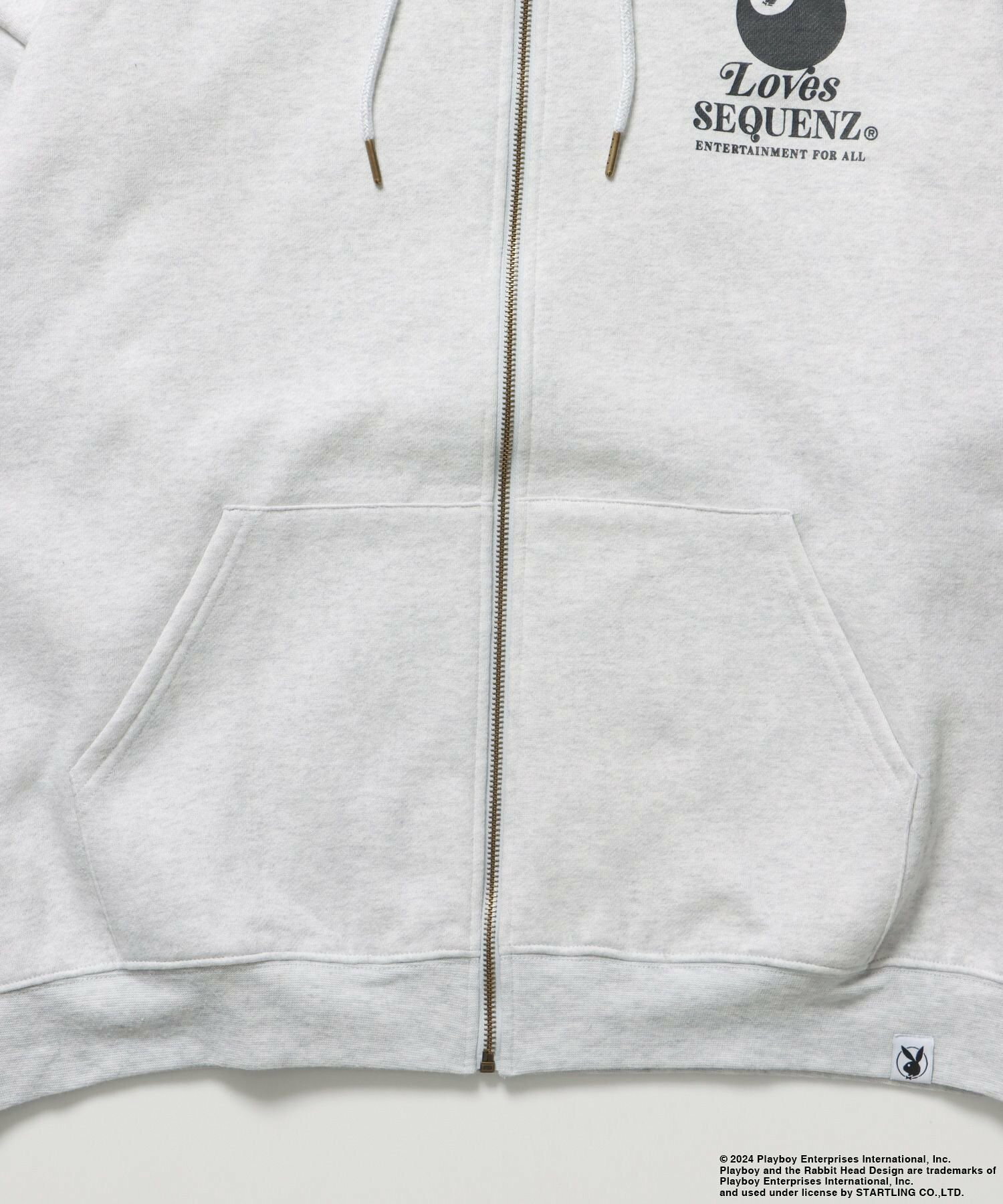 【SEQUENZ】PB BALL FADE ZIP HOODIE / プレイボーイ ビックサイズ フルジップ バニー ガール フード ピンボール 裏起毛